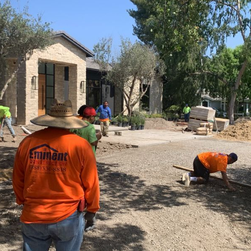 Eminent Pavers crew installing interlocking pavers in Los Angeles