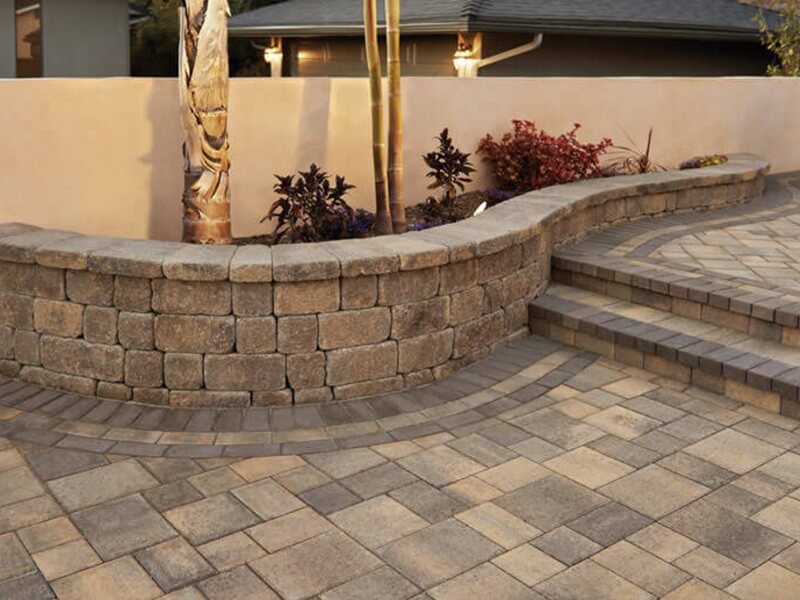 Paver steps with raised planters in Los Angeles