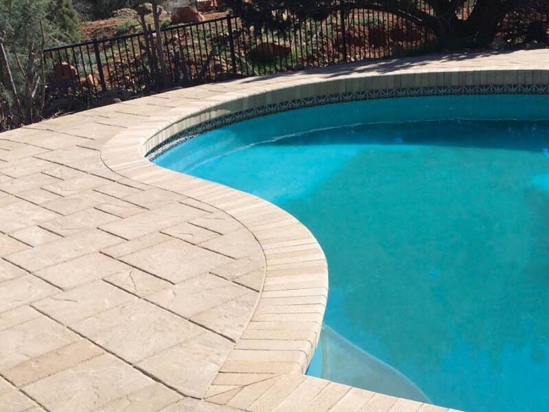 Non-slip pool deck with interlocking pavers in Los Angeles